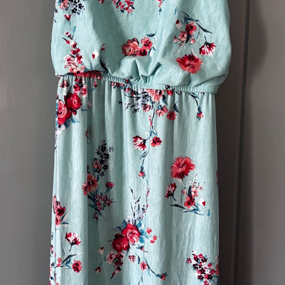 Trixxi Floral Kids Dress in Light Blue and Red